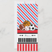 All Star Sport Ticket Pass Birthday Uitnodiging (Achterkant)