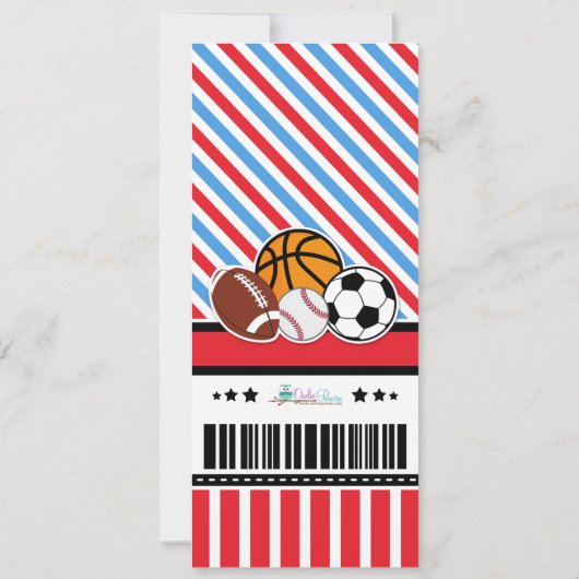 All Star Sport Ticket Pass Birthday Uitnodiging (Achterkant)