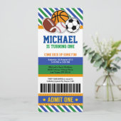 All Star Sport Ticket Pass Birthday Uitnodiging (Staand voorkant)