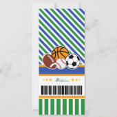 All Star Sport Ticket Pass Birthday Uitnodiging (Achterkant)