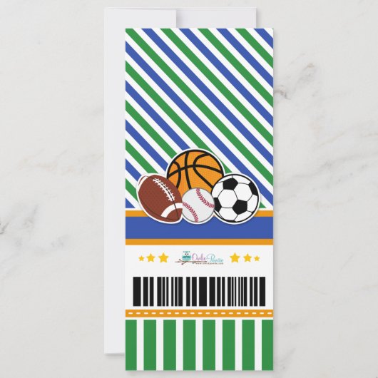 All Star Sport Ticket Pass Birthday Uitnodiging (Achterkant)