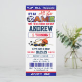 All Star Sport Ticket Uitnodiging voor verjaardags (Staand voorkant)
