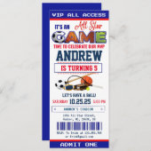 All Star Sport Ticket Uitnodiging voor verjaardags (Voorkant / Achterkant)