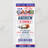 All Star Sport Ticket Uitnodiging voor verjaardags (Voorkant)