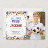 All Star Sport verjaardagsfoto uitnodigingen (Voorkant)