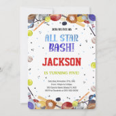 All Star Sport verjaardagsuitnodigingen Kaart (Voorkant)