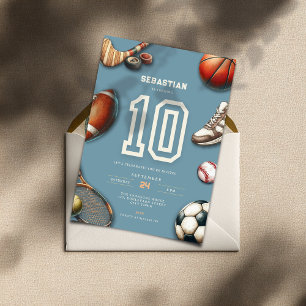 All Star Sports 10e verjaardagsuitnodiging voor jo Kaart