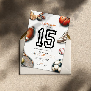 All Star Sports 15e verjaardagsuitnodiging voor jo Kaart