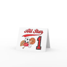 All Star Sports 1e verjaardag invulling uitnodigin