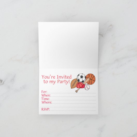 All Star Sports 1e verjaardag invulling uitnodigin (Binnen)