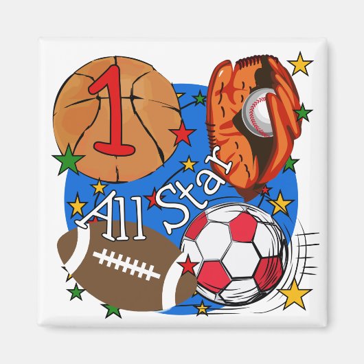 All Star Sports 1e Verjaardag Tshirts en geschenke Magneet (Voorkant)