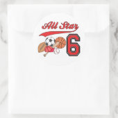 All Star Sports 6e verjaardag Ronde Sticker (Tas)