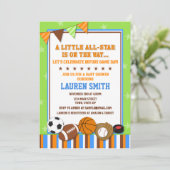 All-Star Sports Baby shower Invitation Kaart (Staand voorkant)