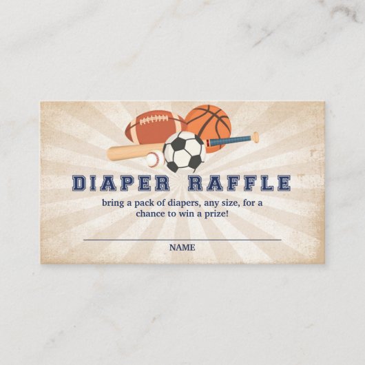 All Star Sports Baby shower Luier Raffle Informatiekaartje (Voorkant)
