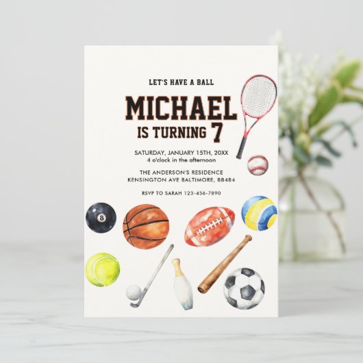 All Star Sports Balls Team Kid Boy Birthday  Kaart (Staand voorkant)