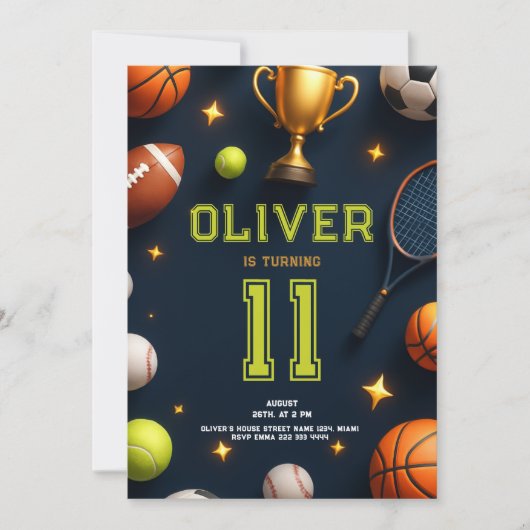 All Star Sports Birthday Party Kaart (Voorkant)