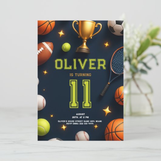 All Star Sports Birthday Party Kaart (Staand voorkant)