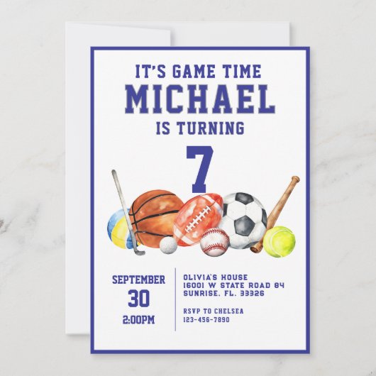 All Star Sports Boy Verjaardagsfeestje Uitnodiging (Voorkant)