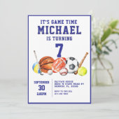 All Star Sports Boy Verjaardagsfeestje Uitnodiging (Staand voorkant)