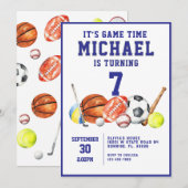 All Star Sports Boy Verjaardagsfeestje Uitnodiging (Voorkant / Achterkant)