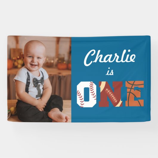 All-Star Sports First Birthday Photo Banner (Horizontaal)