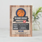 All Star Sports Party BasketBall verjaardagsuitnod Kaart (Staand voorkant)