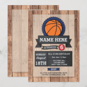 All Star Sports Party BasketBall verjaardagsuitnod Kaart (Voorkant / Achterkant)