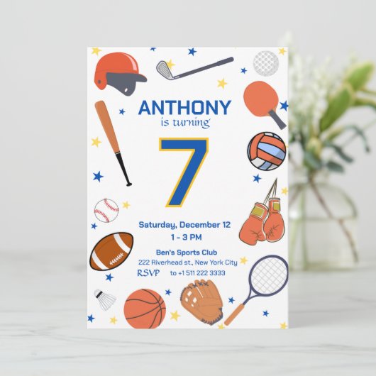 All-Star Sports Verjaardag Bash 2 Uitnodiging (Staand voorkant)