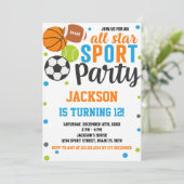 All-Star Sports verjaardagsuitnodiging Kaart (Staand voorkant)
