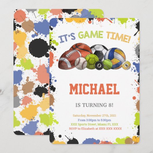 All Star-sportuitnodigingen Kaart (Voorkant / Achterkant)