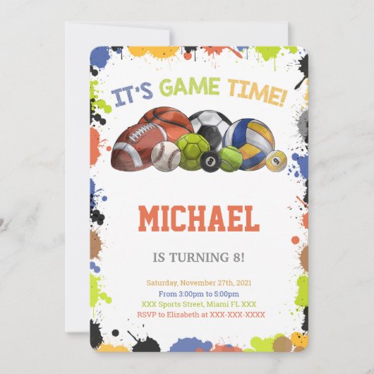 All Star-sportuitnodigingen Kaart (Voorkant)