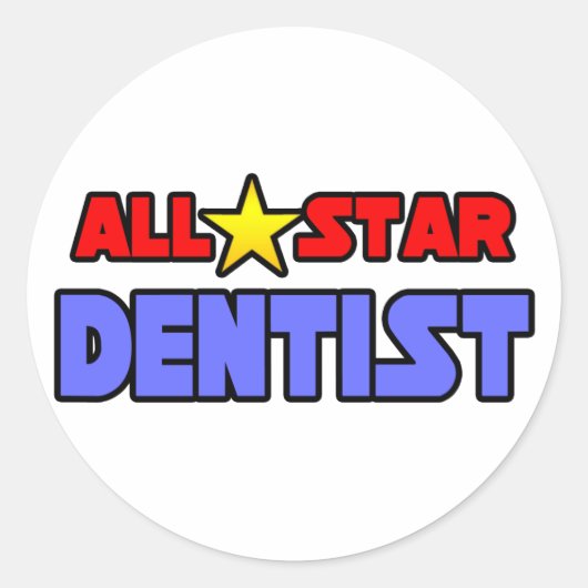 All Star Tandarts Ronde Sticker (Voorkant)