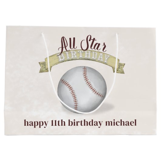 All Star Verjaardag Baseball Custom Groot Cadeauzakje (Achterkant)