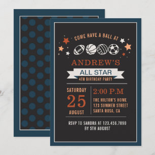 All Star Verjaardag Party Ball Kaart