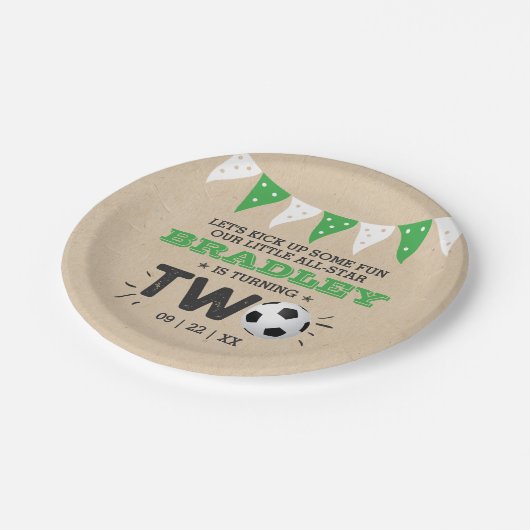 All-star Voetbal 2e Verjaardag Papieren Bordje (Gekanteld)