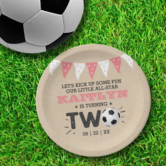 All-star Voetbal 2e Verjaardag Papieren Bordje