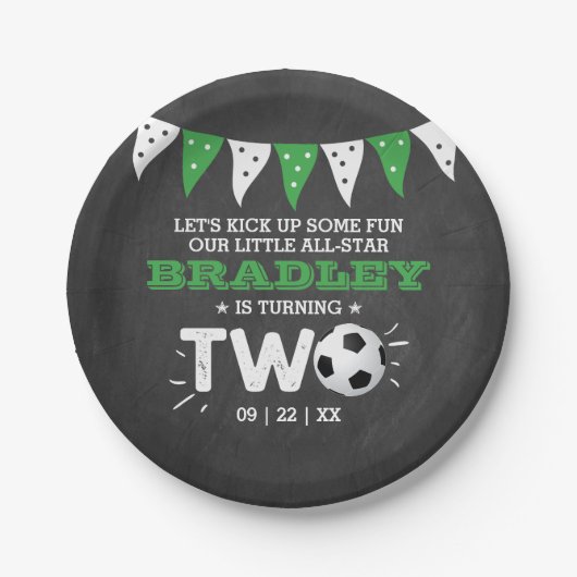 All-star Voetbal 2e Verjaardag Papieren Bordje (Voorkant)