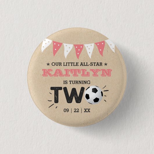 All-star Voetbal 2e verjaardagsfeestje Ronde Button 3,2 Cm (Voorkant)