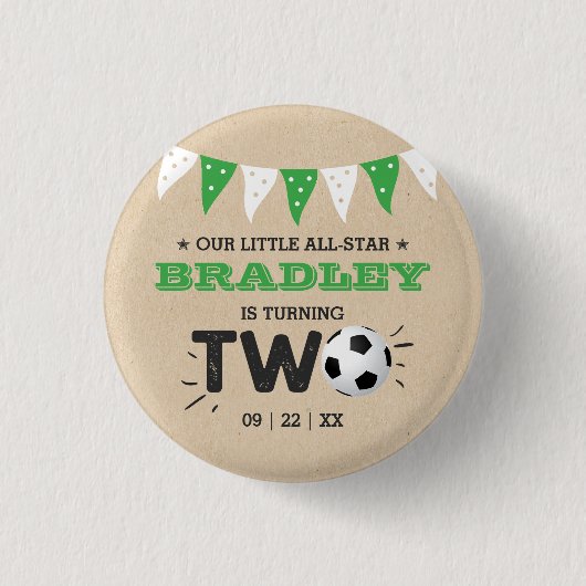 All-star Voetbal 2e verjaardagsfeestje Ronde Button 3,2 Cm (Voorkant)