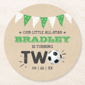 All-star Voetbal 2e verjaardagsfeestje Ronde Kartonnen Onderzetter (Voorkant)