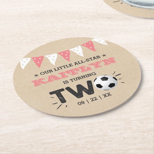 All-star Voetbal 2e verjaardagsfeestje Ronde Kartonnen Onderzetter (Gebogen)