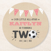 All-star Voetbal 2e verjaardagsfeestje Ronde Kartonnen Onderzetter (Voorkant)