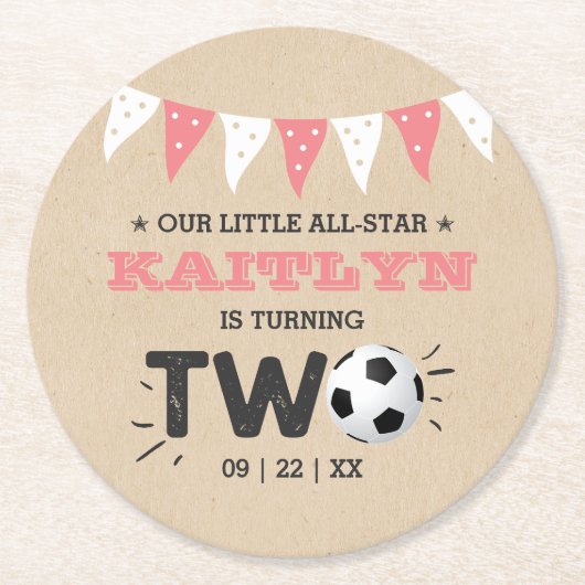 All-star Voetbal 2e verjaardagsfeestje Ronde Kartonnen Onderzetter (Voorkant)