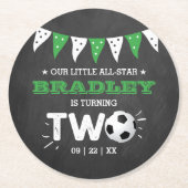 All-star Voetbal 2e verjaardagsfeestje Ronde Kartonnen Onderzetter (Voorkant)