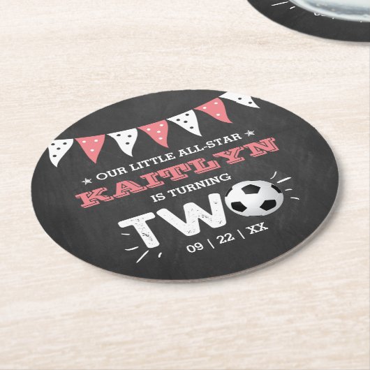All-star Voetbal 2e verjaardagsfeestje Ronde Kartonnen Onderzetter (Gebogen)