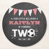 All-star Voetbal 2e verjaardagsfeestje Ronde Kartonnen Onderzetter (Voorkant)