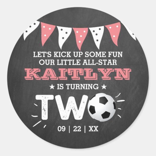 All-star Voetbal 2e verjaardagsfeestje Ronde Sticker (Voorkant)