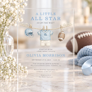 All Star Voetbal Waslijn Baby Shower Acryl Uitnodigingen