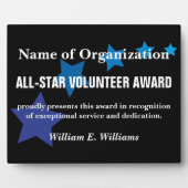 All-Star Volunter Service Appreciation Award Fotoplaat (Voorkant)