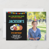 All Stars Black Sport Party Verjaardag met foto Kaart (Voorkant)